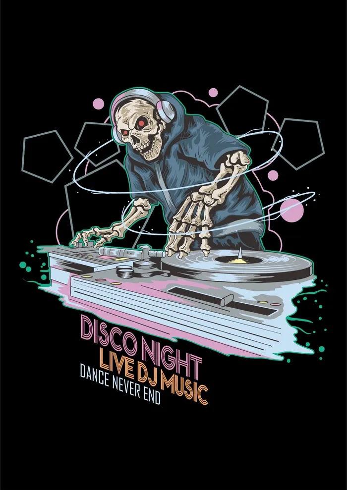 骷髅头DJ 夜场摇滚音乐cdr矢量模版下载