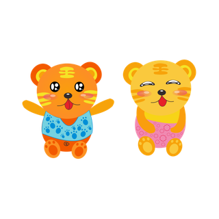 卡通小老虎PNG免抠插画素材可爱动物老虎插画贴图PNG免抠设计素材