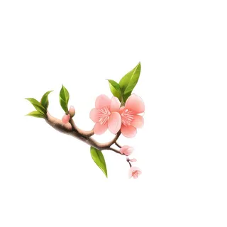 桃花春天树枝免抠