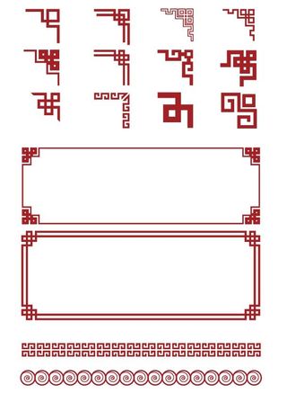 矢量边框欧式复古中式花纹边框装饰元素