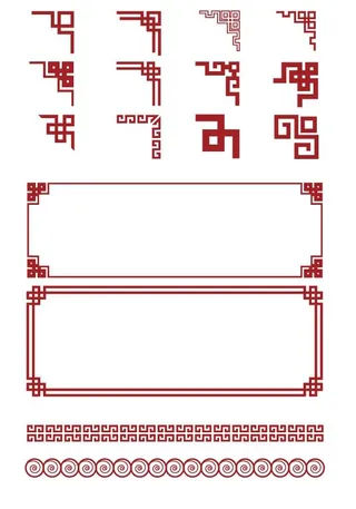 矢量边框欧式复古中式花纹边框装饰元素