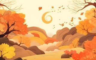 秋季森林树木金黄落叶背景