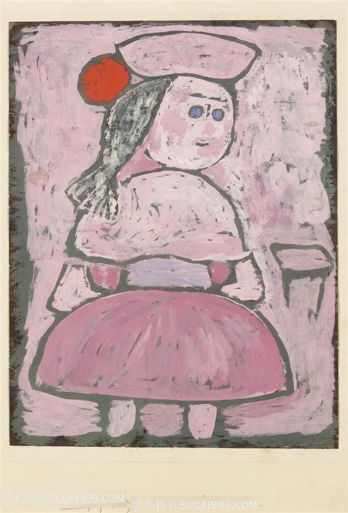 保罗克利手绘女孩唯美插画