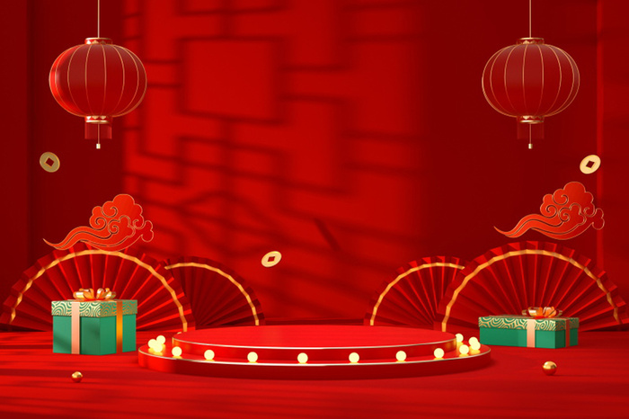 中国风古典背景红色喜庆新年主图背景