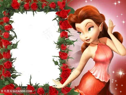 卡通性感美女花卉装饰相框素材
