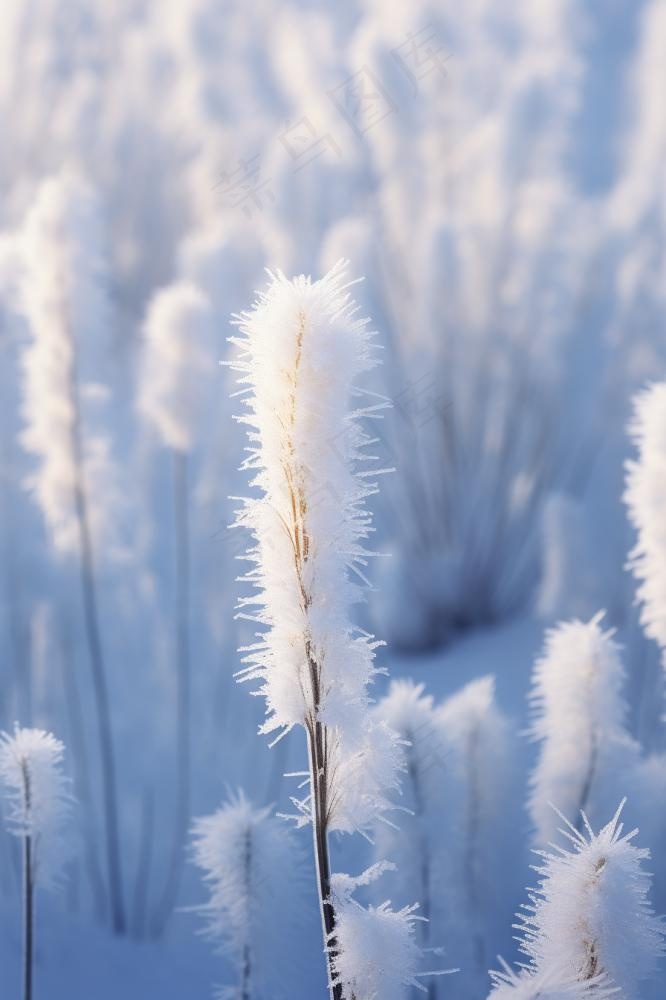 雪地树枝冬天清新背景(896x1344)
