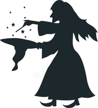 卡通万圣节女巫剪影