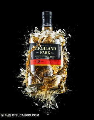 破碎飞溅的酒瓶摄影