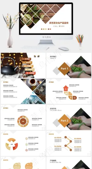 茶艺茶文化产品背景介绍创意宣传PPT模板预览图
