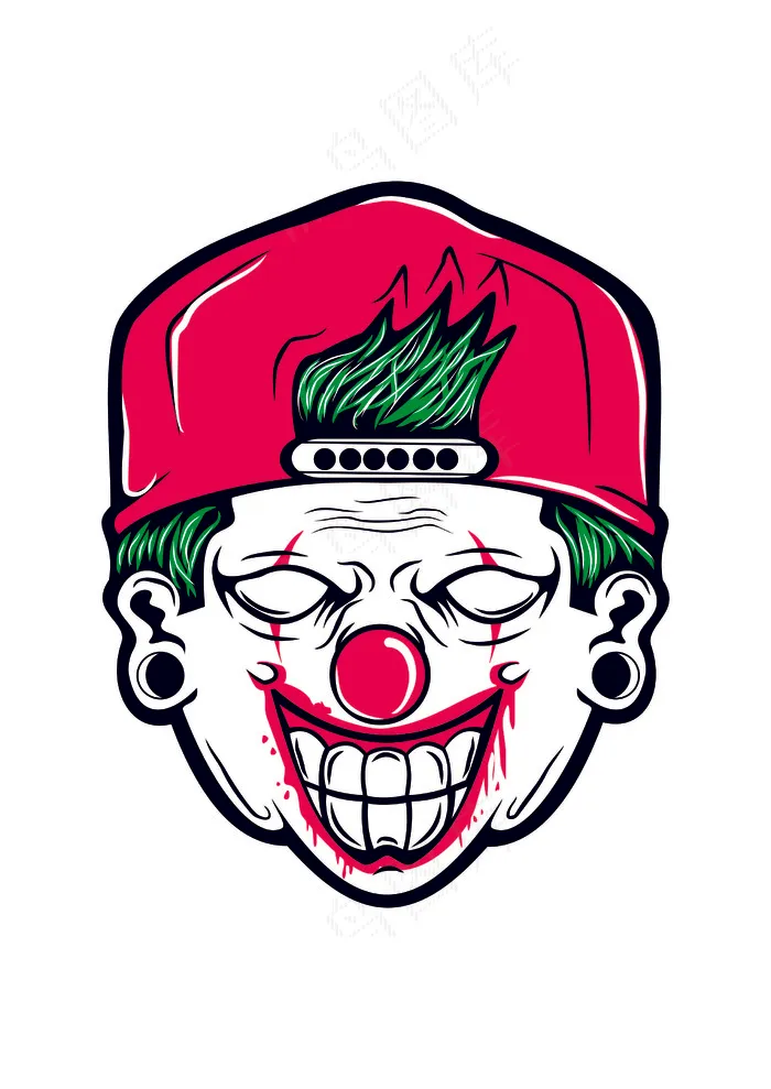 小丑戴鸭舌帽cdr矢量模版下载