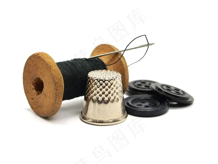 黑色针线与扣子图片