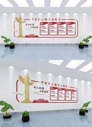 党建风文化墙红色建党100周年发展历程党建文化墙