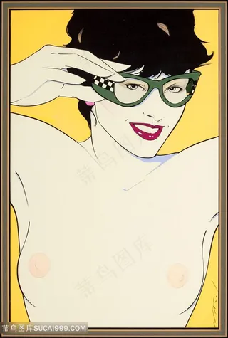 帕特里克安吉尔手绘戴眼镜美女插画