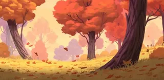 秋季树木黄了红了落叶森林金红色背景