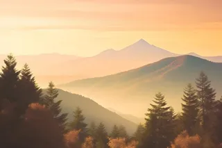 落日秋天树叶黄色山脉意境背景