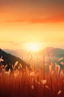 落日夕阳美景山脉摄影