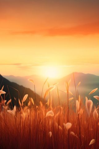 落日夕阳美景山脉摄影