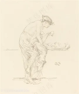 惠斯勒素描女士简约装饰画 惠斯勒素描女士简约装饰画
