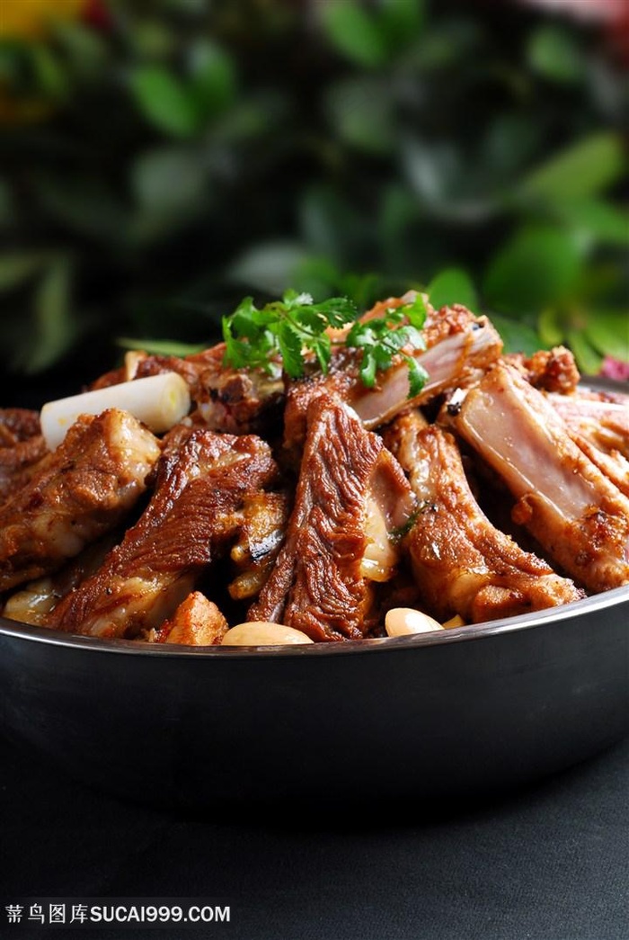 中华美食干锅干锅香辣排骨摄影图