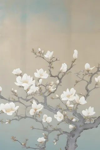 花朵白色国风简约背景