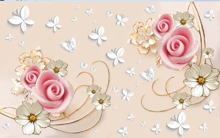 雕塑钻石花卉玫瑰背景墙