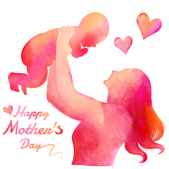 水彩粉色母亲节素材