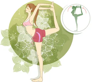 手绘风女性瑜伽背景