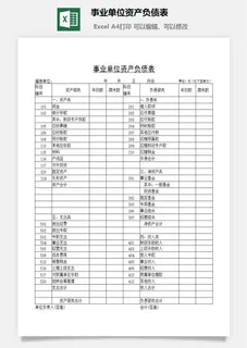 事业单位资产负债表excel模板