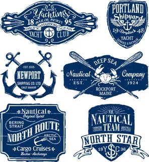 免抠复古航海标签矢量