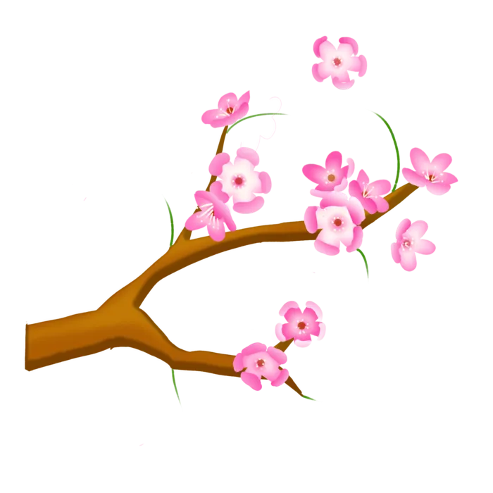 春天浪漫粉红色樱花手绘樱花梅花桃花花朵图片PNG免扣素材