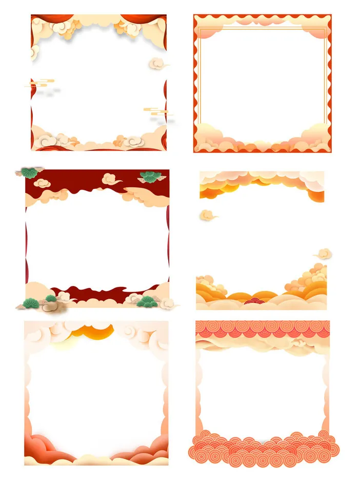 中国风古风国潮纹理图案装饰边框标题框文本框横幅模板psd模版下载