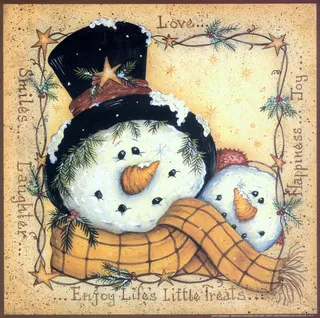 雪人复古艺术油画