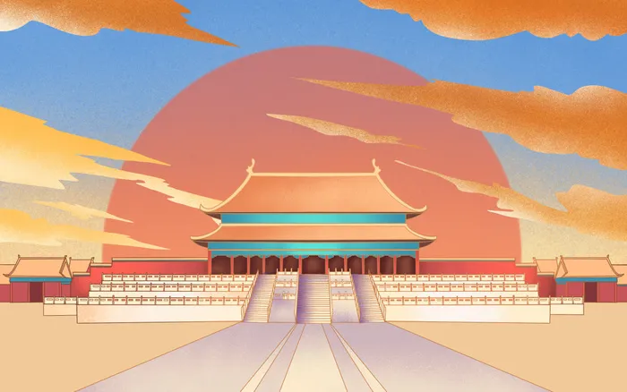 中国风故宫插画海报背景
