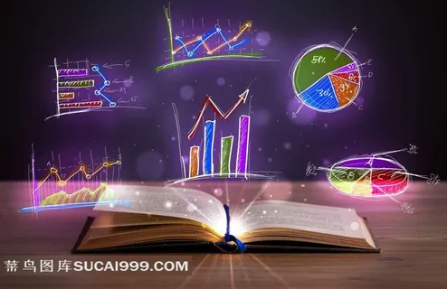 在书本中释放的手绘商务图表高清图片