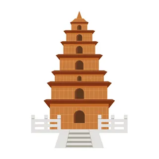 复古中国风国潮古建筑插画手绘高楼古塔AI素材亭子png免抠图