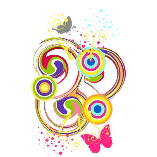 彩色线条交汇蝴蝶装饰