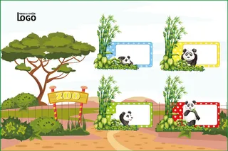 动物世界卡通不干胶标签贴纸