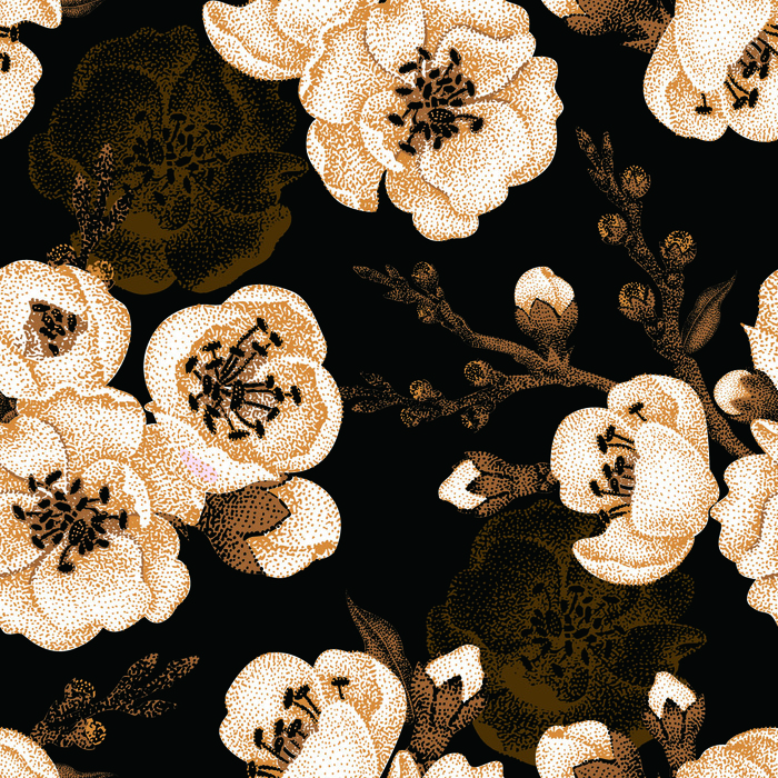 花卉唯美手绘花朵面料纹理手机壳布料面料印花服装矢量图案素材