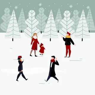 冬天服饰服装冬装穿冬装保暖冬季卡通人物男女装Ai矢量图片素材