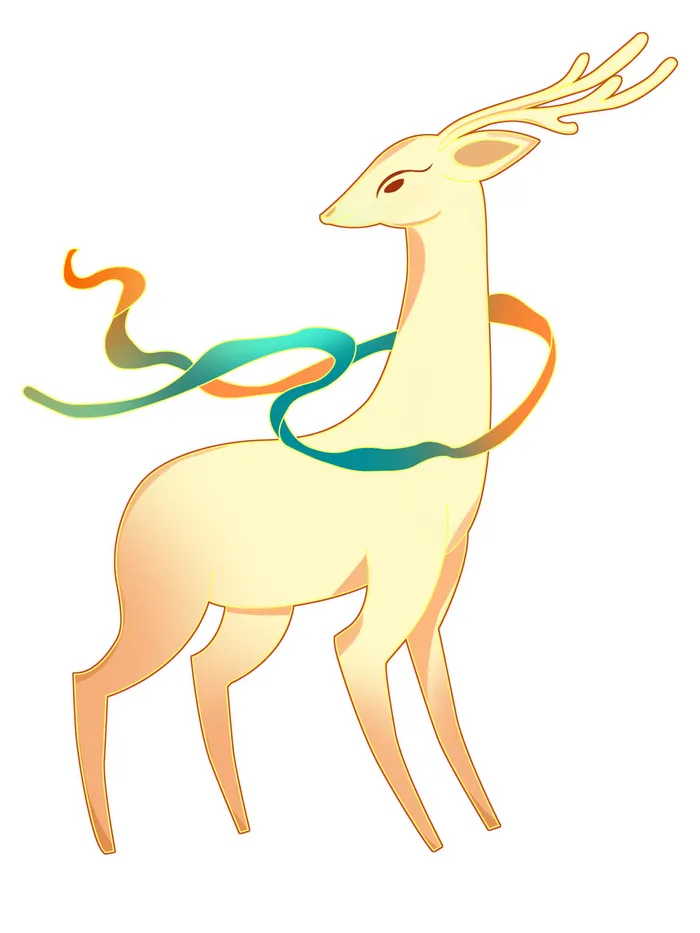 手绘国潮中国风敦煌神话九色鹿仙鹿麋鹿白鹿插画装饰PSD设计素材psd模版下载