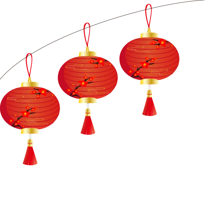 卡通手绘灯笼中秋节元宵节花灯新年海报元素PNG免扣PS素材