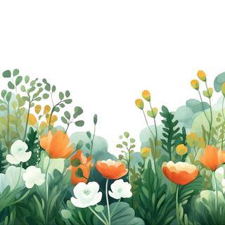 前排装饰性花朵小草