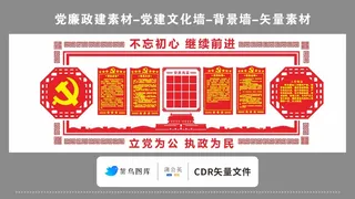 党建廉政素材党建文化墙背景CDR红色矢量图