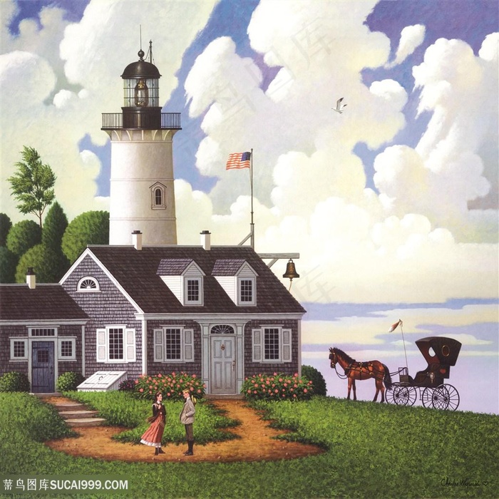 美国乡村海景唯美风景