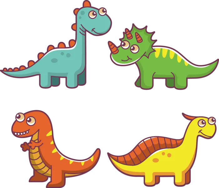 四个动漫卡通恐龙