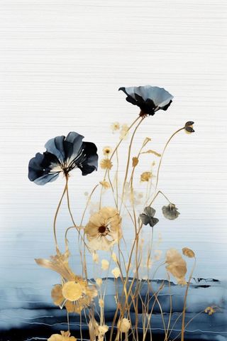 中国风意境线条金色荷花背景