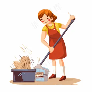 动漫人物打扫围裙妈妈1
