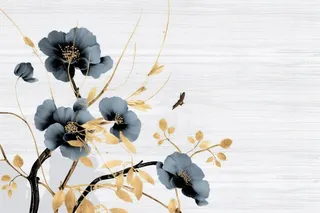 中国风意境线条金色荷花背景