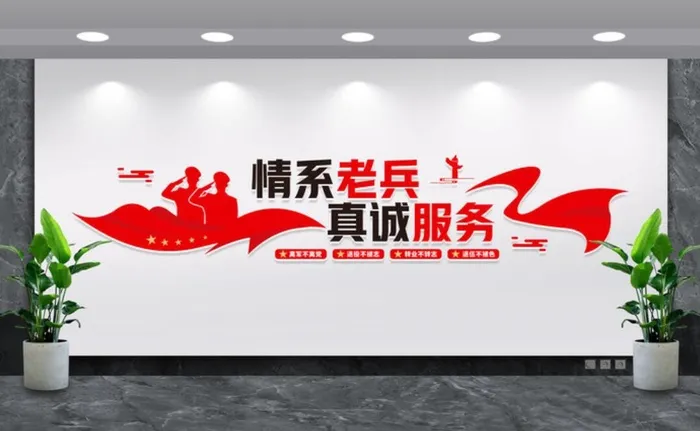 情系老兵真诚服务党建文化墙cdr矢量模版下载