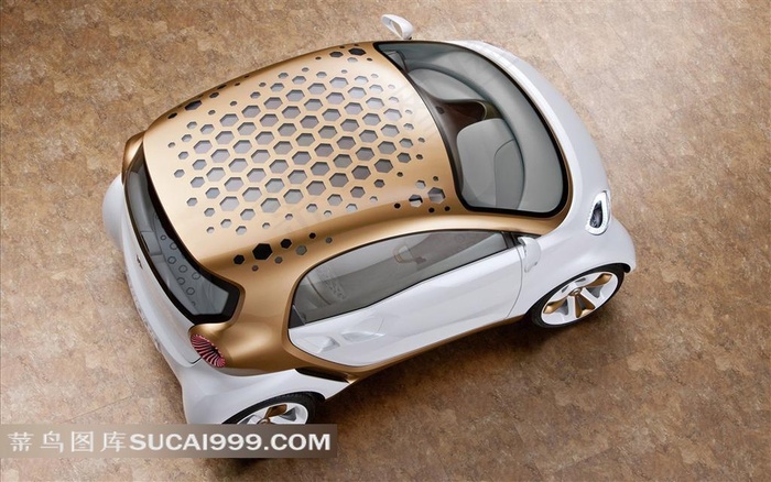 奔驰smart俯视图摄影素材